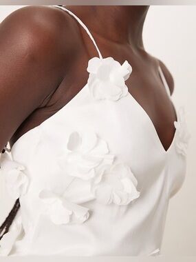 🤍Abercrombie & Fitch bridal 3D Floral Appliqué in White Mini Dress 🤍
